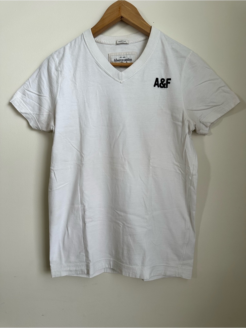 Abercrombie & Fitch Vintage Men’s White V-Neck Tee